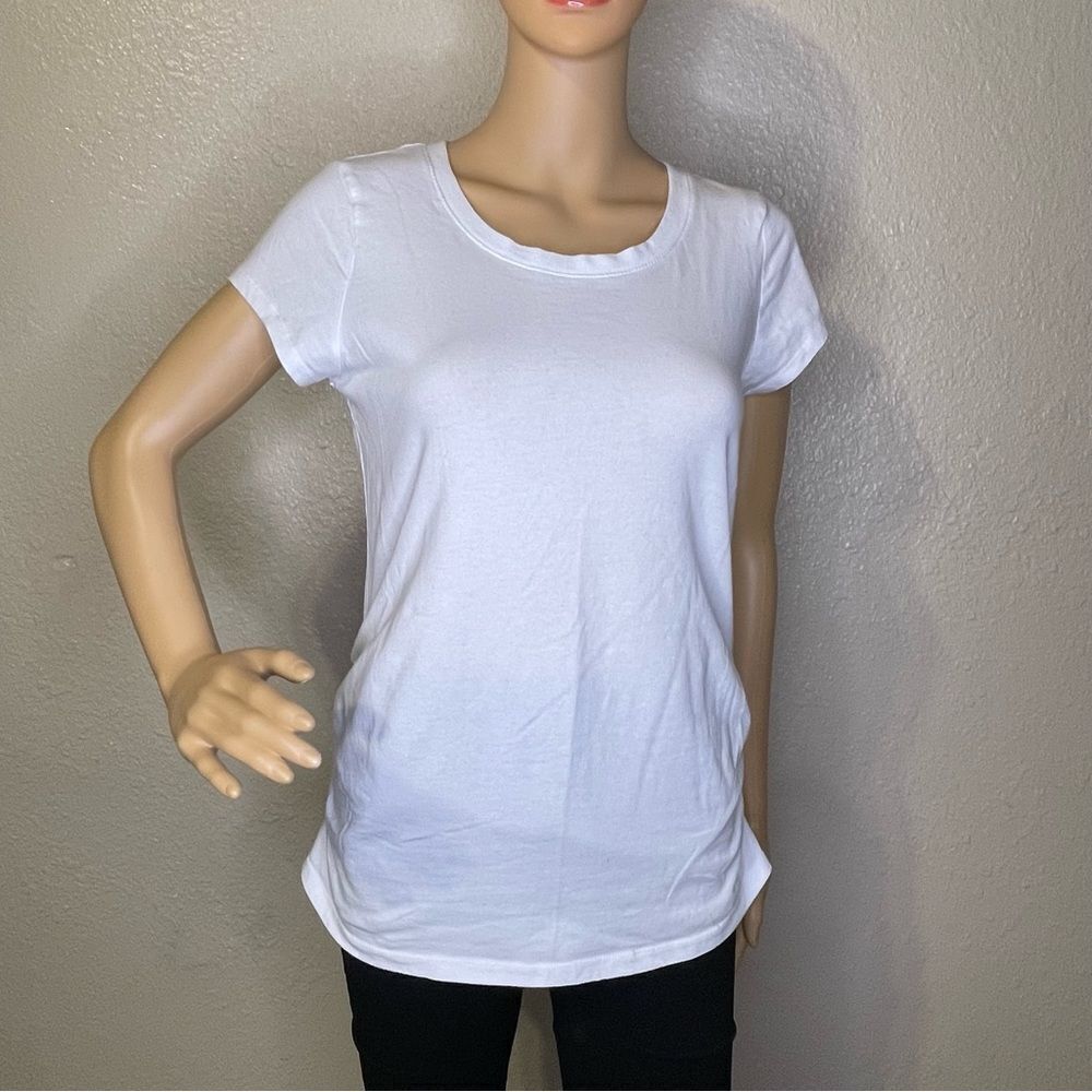 Ambiance Maternity Short Sleeve Stretchy Tshirt White Size Large